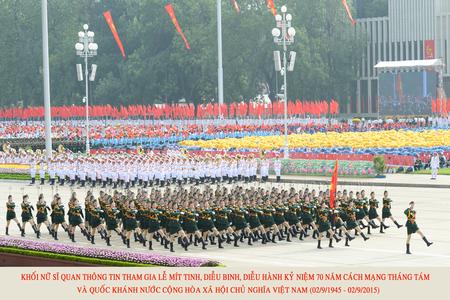 Khối nữ Sĩ quan Thông tin tham gia Lễ kỷ niệm 70 năm Cách mạng Tháng Tám và Quốc khánh nước Cộng hòa xã hội chủ nghĩa Việt Nam (02/9/1945 - 02/9/2015)