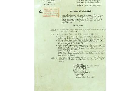 Quyết định, đổi tên Cục Thông tin liên lạc thành Bộ Tư lệnh Thông tin liên lạc của Bộ Quốc phòng, ngày 31/01/1968