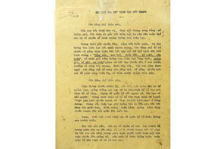 Bài phát biểu, đồng chí Tôn Đức Thắng, Chủ tịch nước Việt Nam Dân chủ Cộng hòa phát biểu tại buổi thăm Bộ đội Thông tin liên lạc, ngày 12/02/1972