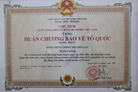 Huân chương Bảo vệ Tổ quốc Hạng Nhất, Chủ tịch nước Nguyễn Phú Trọng ký tặng Binh chủng Thông tin liên lạc, ngày 23/7/2020